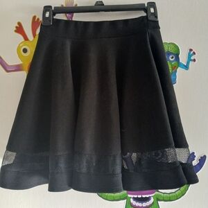 Black Fishnet Trim Skater Skirt
